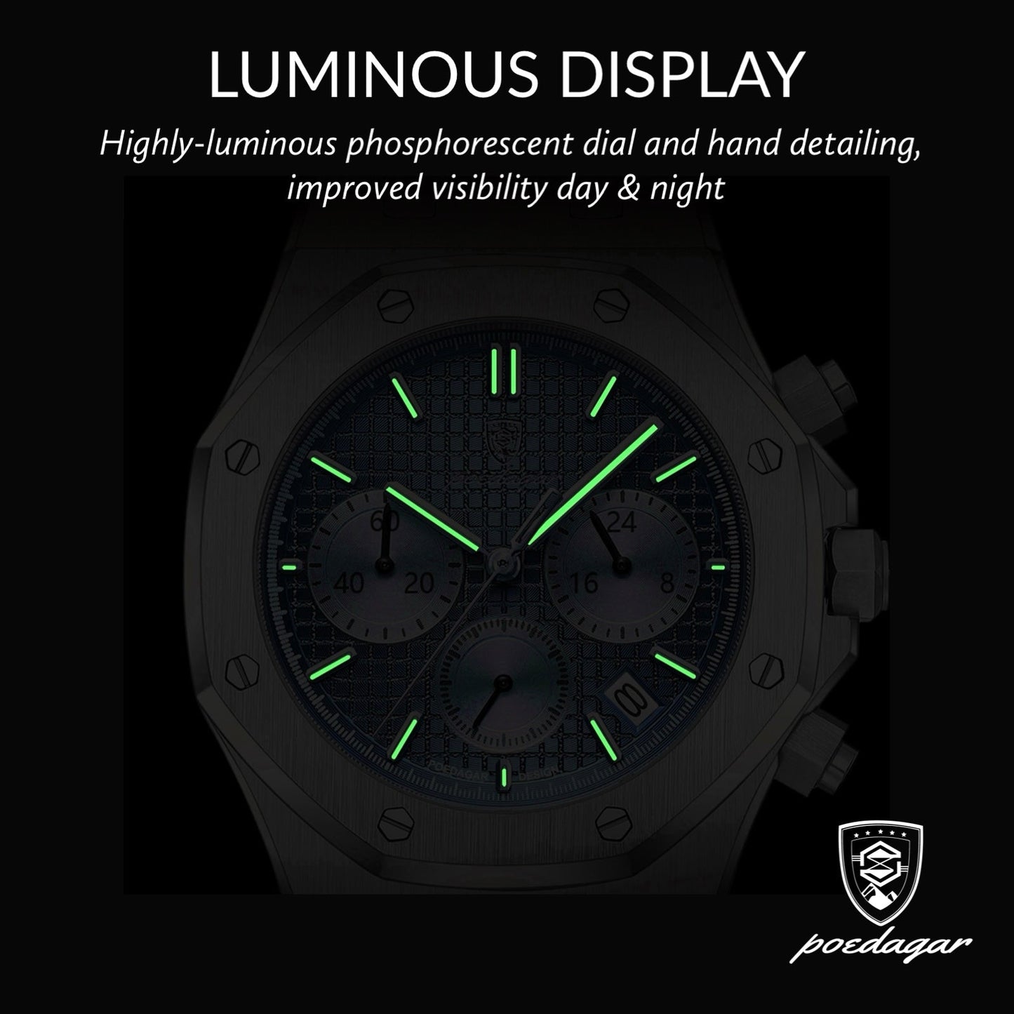 Serenade Black Edition 42mm Watch - Precision Quartz, Chronograph, Waterproof